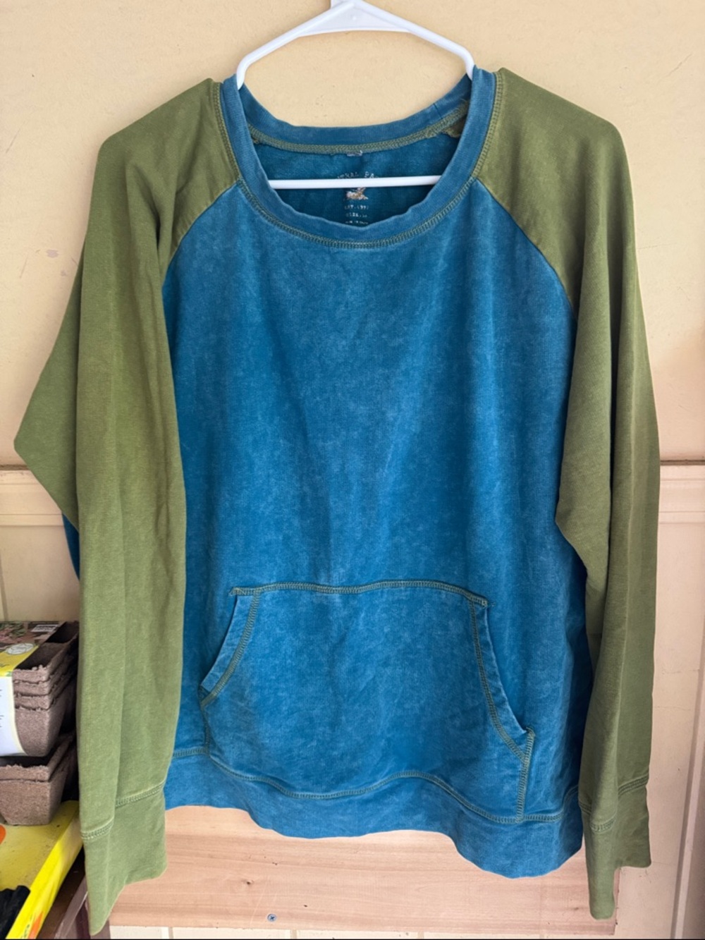 Unbranded Women's Two-Tone Blue & Olive Pullover Hoodie